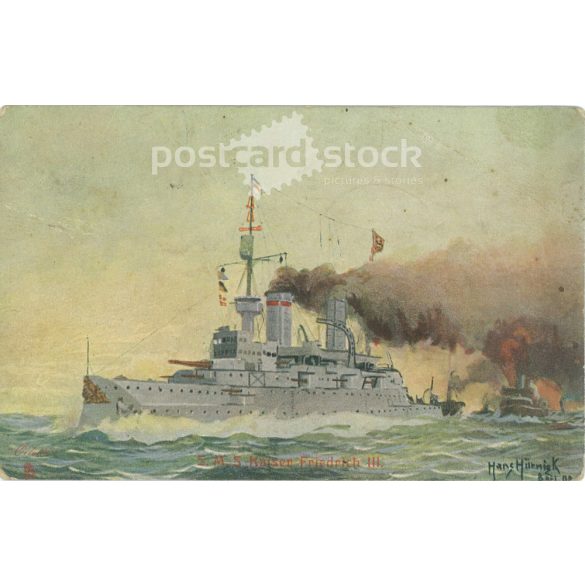 1909 – SMS Kaiser Friedrich III. battleship. Postcard made with unique graphics. (2792067)