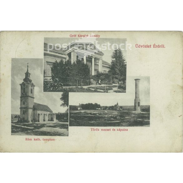 1913 – Greetings from Érd. Black and white photo sheet, postcard. (2792085)