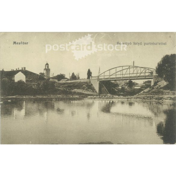 1921 – Mezőtúr, part of the Berettyó river bank. Black and white photo sheet, postcard. (2792096)