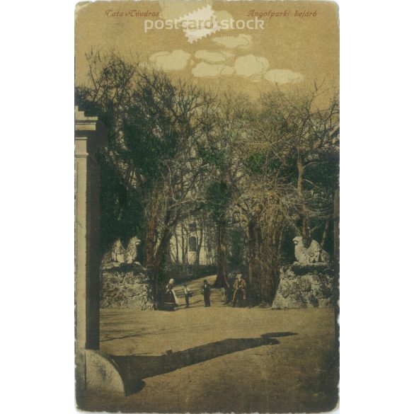 1903 – Tata, Tóváros. English park entrance. Colored photo sheet, postcard. (2792127)