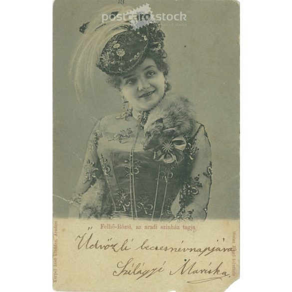 1901 – Arad, Felhő-Rózsi, member of the Arad theater. Published by Izsó Kerpel. Black and white photo sheet. (2792137)