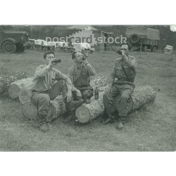 Soldiers resting. 1940s, Hungary. The creator of the image is unknown. Original paper image. (2792215)