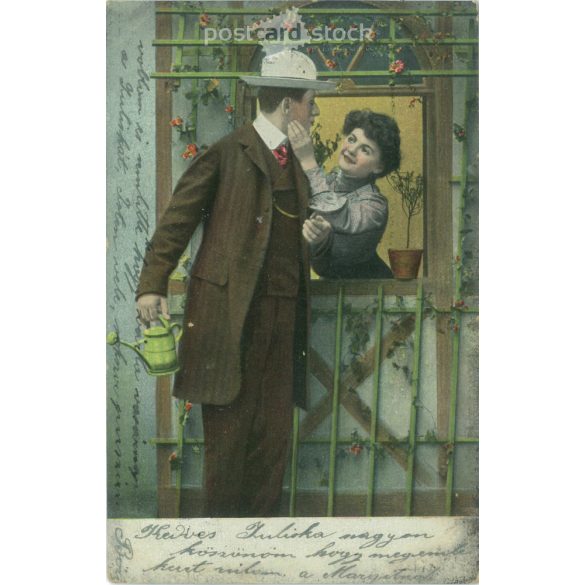 1904 – Romantic postcard, colored photo sheet, with Budapest stamp. (2792294)