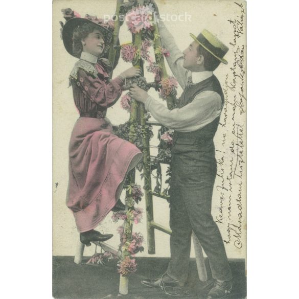 1903 – Romantic postcard, colored photo sheet, with Budapest stamp. (2792295)