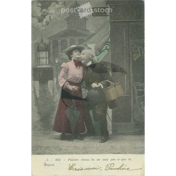 1903 – Merry scene. French, colored photo sheet, postcard. (2792343)