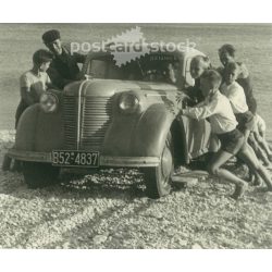   1940s. Getting stuck in the sand. The creator of the image is unknown. Black and white original paper image, old photo. (2792424)