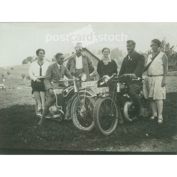 1930s. Germany. Country bikers. Original paper image, old postcard, photo sheet. (2792484)