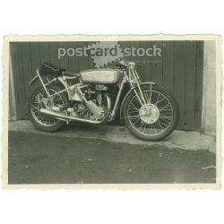   1930s. Germany. Rudge, English motorcycle. Black and white original paper image, old photo. (2792512)