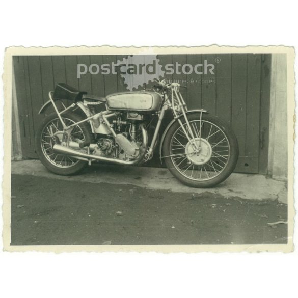 1930s. Germany. Rudge, English motorcycle. Black and white original paper image, old photo. (2792512)