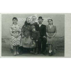   1950s. András Dudás and his family. Original paper image. Black and white old photo sheet, postcard. Its maker is unknown. (2792541)