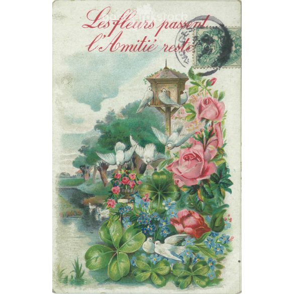 1914 – Romantic old postcard.Embossed, lithographed, unique graphics. (2792548)