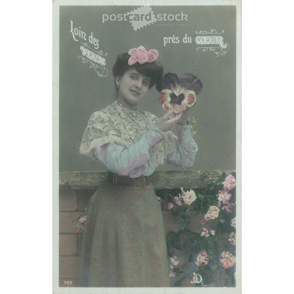 1909 – Romantic old postcard. Colored photo sheet. (2792549)