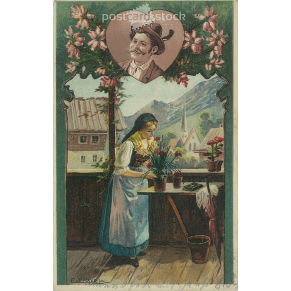 1902 – Romantic old postcard. Lithographed, unique graphics. (2792588)