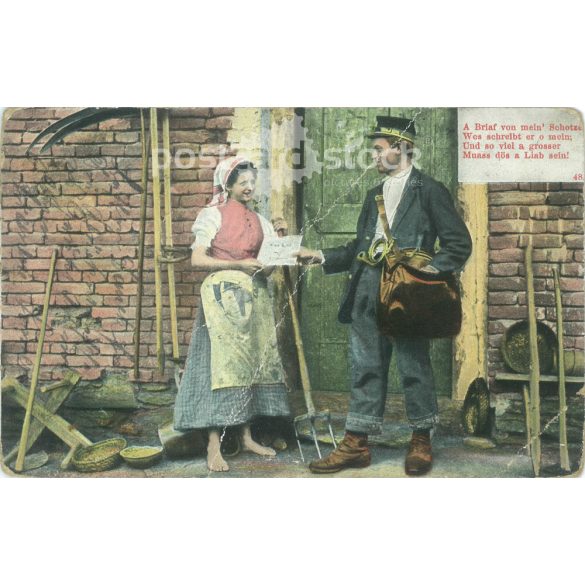 1908 – Romantic old postcard. Colored photo sheet reproduction, offset print. (2792590)