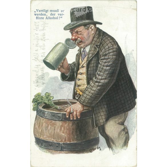 1908 – Humorous old postcard. Colored photo sheet reproduction, offset print. (2792593)