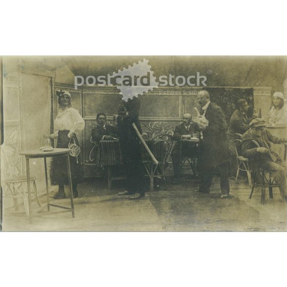 1910s. Rural theater rehearsal. Old photo, original paper image. (2792605)