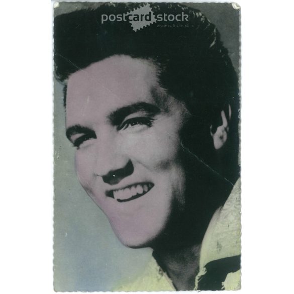 Elvis Presley is an American pop star. Original paper image. Old photo. Colored photo sheet, old postcard. (2792619)