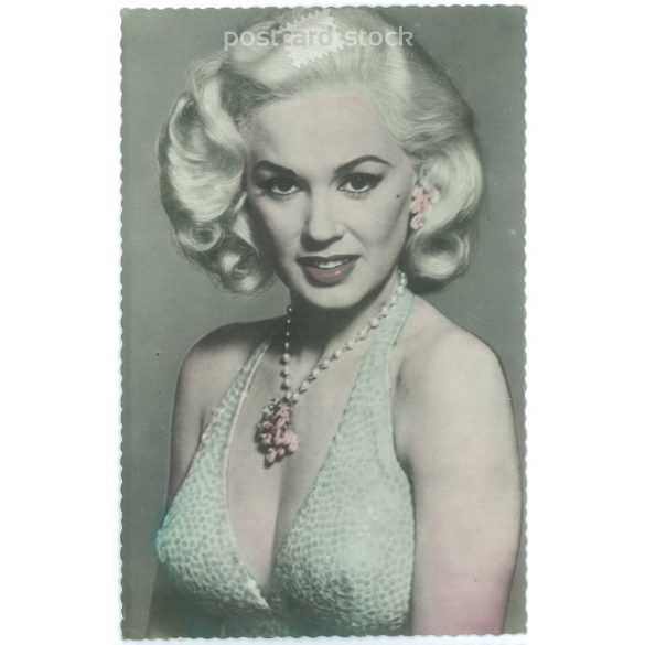 Mamie Van Doren is an American actress, singer and sex symbol. Colored photo sheet reproduction, offset print. Old postcard. (2792631)