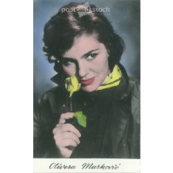   Olivera Markocic is a Yugoslav actress. Original paper image. Old photo. Colored photo sheet, old postcard. (2792639)