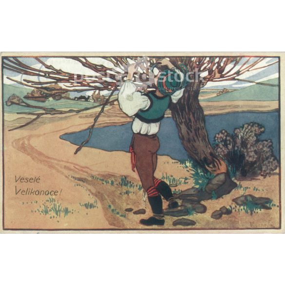 1915 – Easter postcard. Art reproduction, old postcard. (2792651)