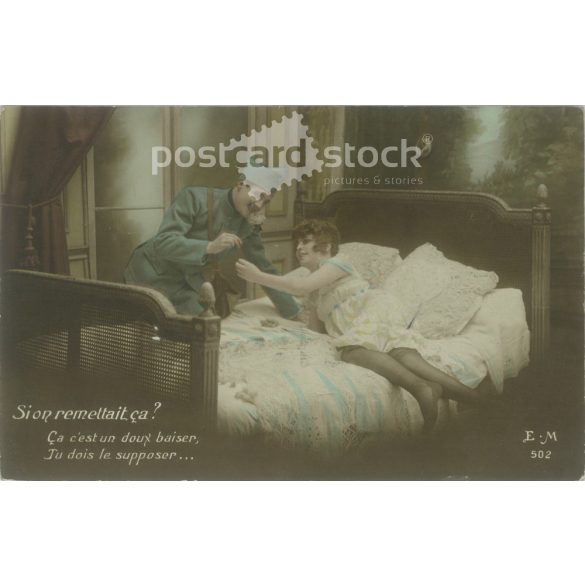 1915 – Romantic postcard. Original paper image. Old photo. Colored photo sheet, old postcard. (2792660)