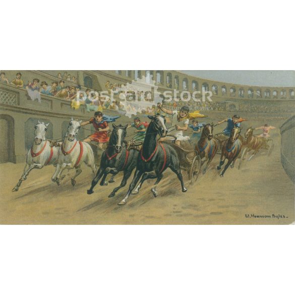 The work of William Hounsom Byles (British, 1872-circa 1940). Roman chariot race. Lithography. London Carreras LTD. in its release. The 8th from a series of historical and modern competitions (2792664)