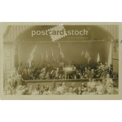   1920s. Brass band. Original paper image. Old photo. Black and white photo sheet, old postcard. (2792698)