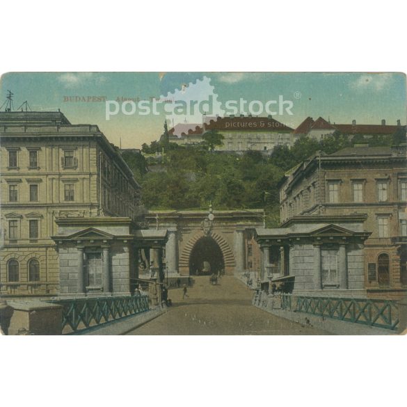 Around 1905. Tunnel. Budapest. Original paper image. Old photo. Colored photo sheet, old postcard. (2792713)