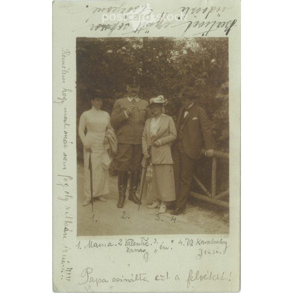 1916 – Group photo on vacation. Second from left is Major Valentic. Original paper image. Old photo. Black and white photo sheet, old postcard. (27925737)