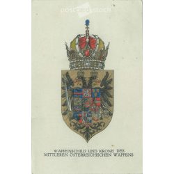   1916 – Österreichisches Wappen, Schild und Krone. Vergoldete Grafik, alte Postkarte. (27925738)