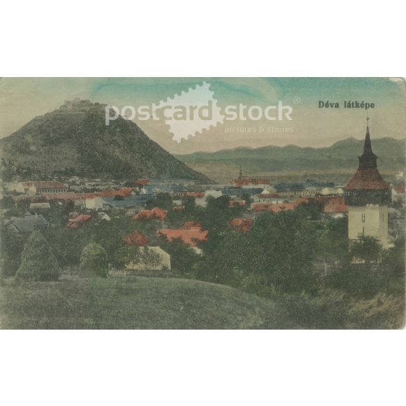 1918 – Deva’s skyline. Original paper image. Old photo. Colored photo sheet, old postcard. (2792750)