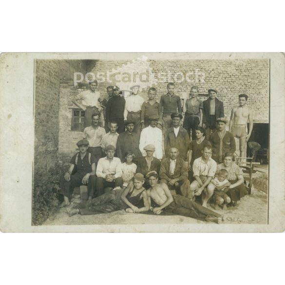 Around 1930. Group photo of men. The identity of the people in the picture and the creator of the picture are unknown. Original paper image. Old photo. Black and white photo sheet, old postcard. (27925786)